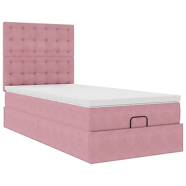 vidaXL Bett, Ottoman-Bett mit Matratzen Rosa 90x190 cm Samt günstig online kaufen