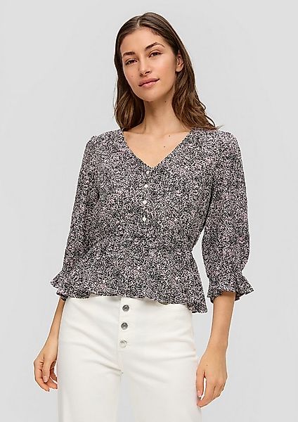 QS Kurzarmbluse Bluse Bluse mit All-over-Muster günstig online kaufen
