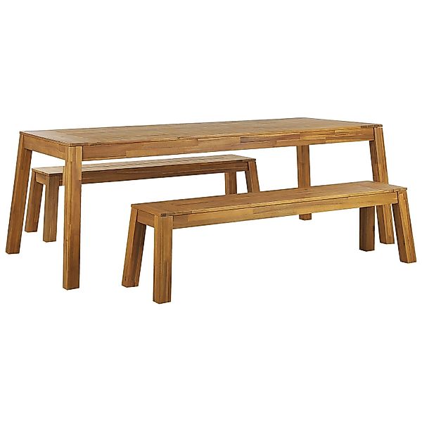 Beliani Gartentisch Set LIVORNO Heller Holzfarbton 105x225x77 günstig online kaufen