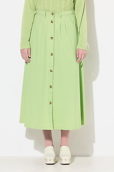 Ulla Popken Jeansrock Chinorock A-Linie Knopfleiste günstig online kaufen