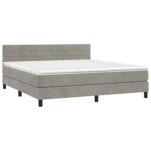 vidaXL Boxspringbett mit Matratze & LED Hellgrau 180x200 cm Samt 3134477 günstig online kaufen