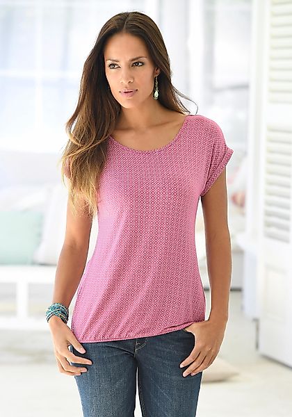 LASCANA Kurzarmshirt "mit modischem Cut-Out", (2er-Pack), aus weichem Visko günstig online kaufen