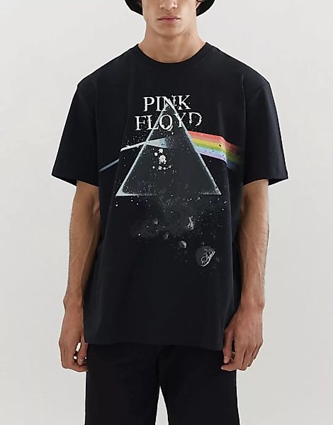 Pull&Bear – T-Shirt in Schwarz mit Pink-Floyd-Aufdruck günstig online kaufen