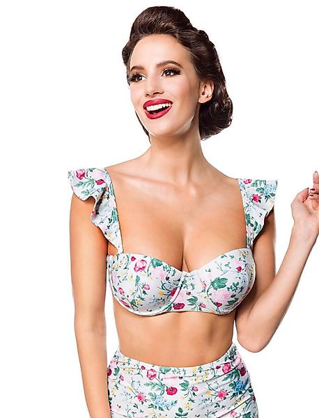 Vintage Bikini-Oberteil Grün/Pink/Gelb günstig online kaufen