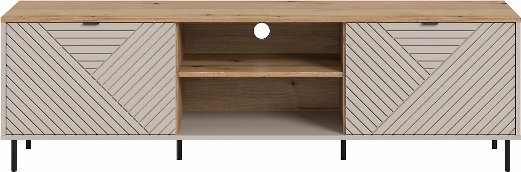 Home affaire Lowboard "RAITA, Breite 184 cm, Front mit Desgin-Fräsung, 2 Tü günstig online kaufen