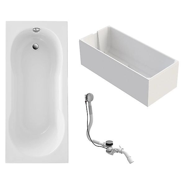Ottofond Badewanne Nixe 170 cm inkl. Wannenträger und Ablaufgarnitur Chrom günstig online kaufen