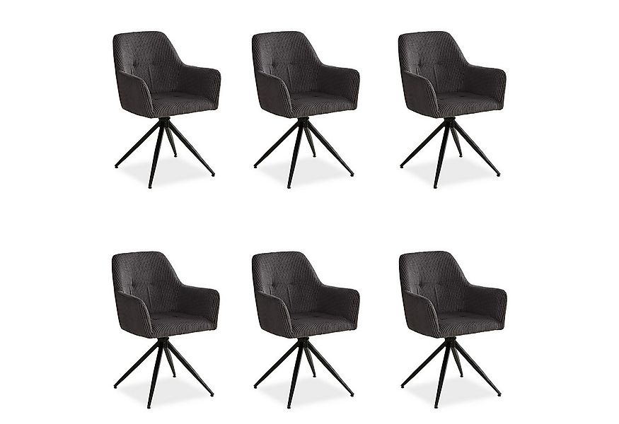 Homestyle4u Armlehnstuhl mit Armlehne weicher Cord Grau Esszimmer Wohnzimme günstig online kaufen