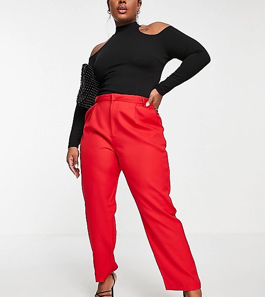 In The Style Plus x Jac Jossa – Gerade geschnittene Hose in Rot, Kombiteil günstig online kaufen