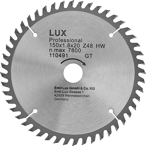 LUX-TOOLS HM-Kreissägeblatt 150 mm x 20 mm 48 Z günstig online kaufen