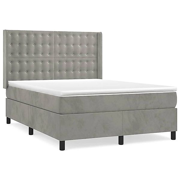 vidaXL Boxspringbett mit Matratze Hellgrau 140x200 cm Samt1378814 günstig online kaufen