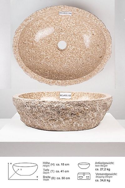 wohnfreuden Aufsatzwaschbecken Erosi Marmor Waschbecken 50 cm creme (Kein S günstig online kaufen