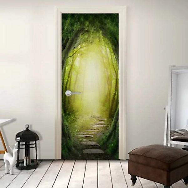 artgeist Türtapete The Forest of Fantasy grün/gelb Gr. 80 x 210 günstig online kaufen