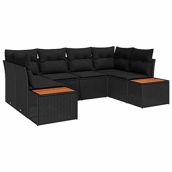 vidaXL Garten-Sofa-Set mit Kissen 6-Tlg Schwarz Poly Rattan 3348154 günstig online kaufen