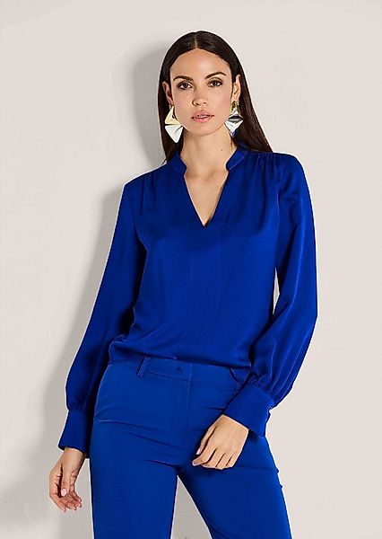 MADELEINE Langarmbluse Elegante Viskosebluse mit Stehkragen Satin-Glanz, V- günstig online kaufen