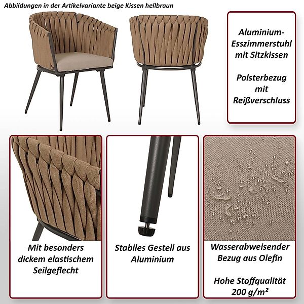 MCW Esszimmerstuhl N38 2er-Set Creme Kissen Hellbraun günstig online kaufen