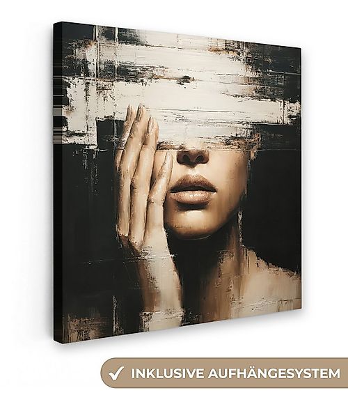 OneMillionCanvasses® Leinwandbild Hand - Gesicht - Streifen - Abstrakt, Fot günstig online kaufen