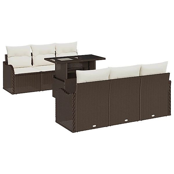 vidaXL Garten-Sofa-Set mit Kissen 7-Tlg Braun Poly Rattan 3348384 günstig online kaufen
