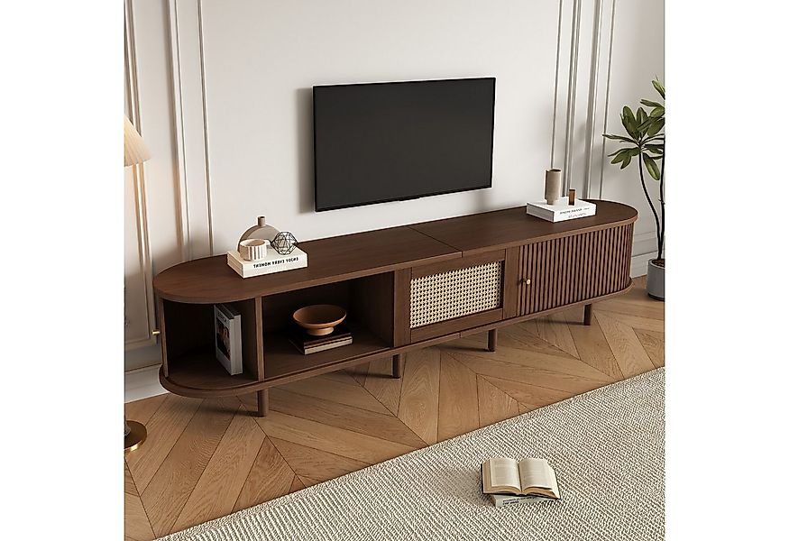 HAUSS SPOLE Wohnzimmer-Set TV-Ständer Rattan-Design aus MDF-Design, verstel günstig online kaufen