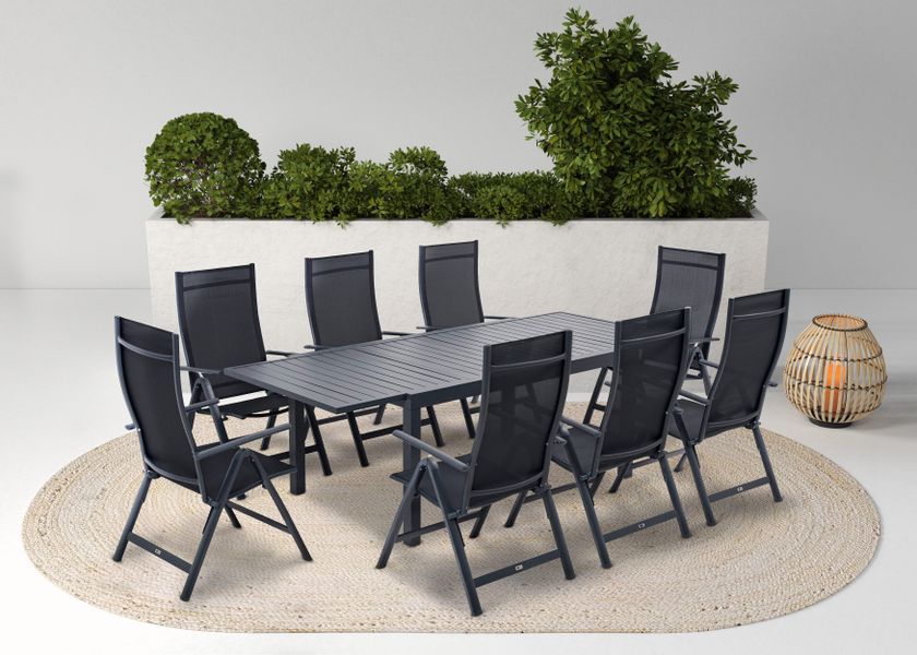KONIFERA Garten-Essgruppe "Palermo" Set, 8x Sessel, 1x AZ-Tisch 160-240x100 günstig online kaufen