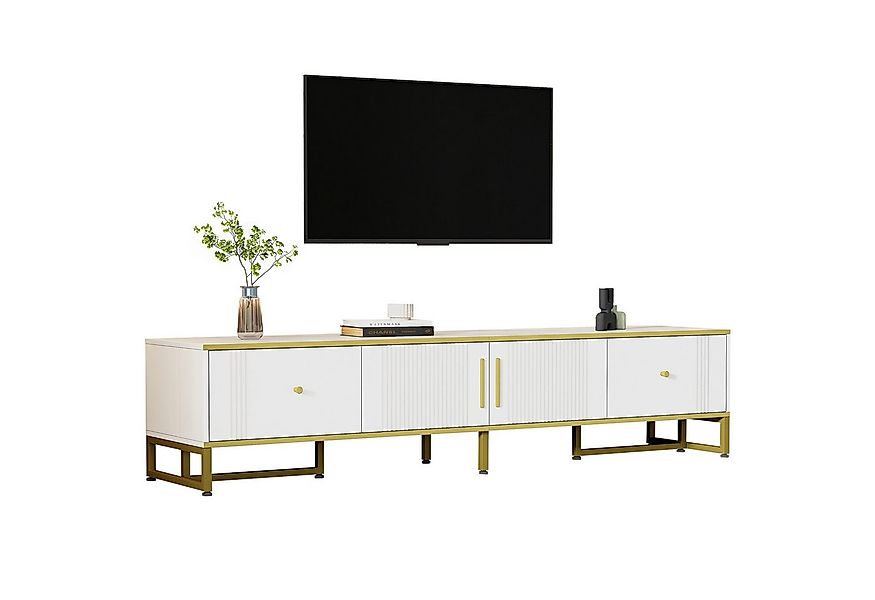OKWISH Lowboard TV-Schrank mit goldenen Metallsockel (Fernsehtisch, TV-Stän günstig online kaufen