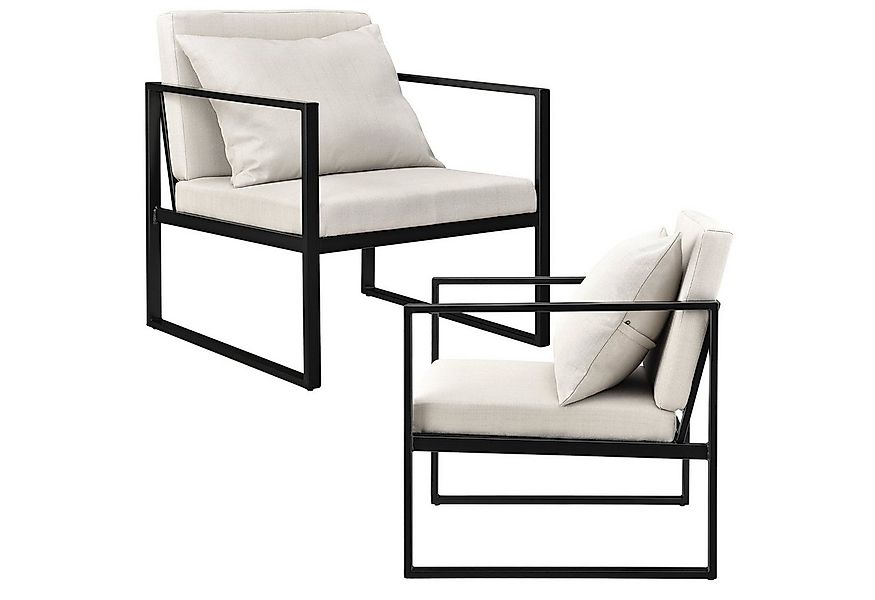 en.casa Sessel, »Ragusa« 2er Set Relaxsessel Polstersessel Sandfarben günstig online kaufen