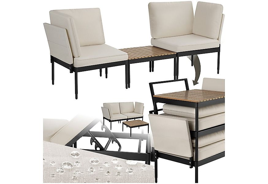 tectake Gartenlounge-Set Magaluf, (Set., 3-tlg), Kompakter Couchtisch mit L günstig online kaufen