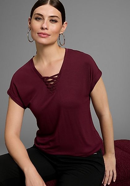 Bruno Banani T-Shirt mit Schnürung im Ausschnitt günstig online kaufen