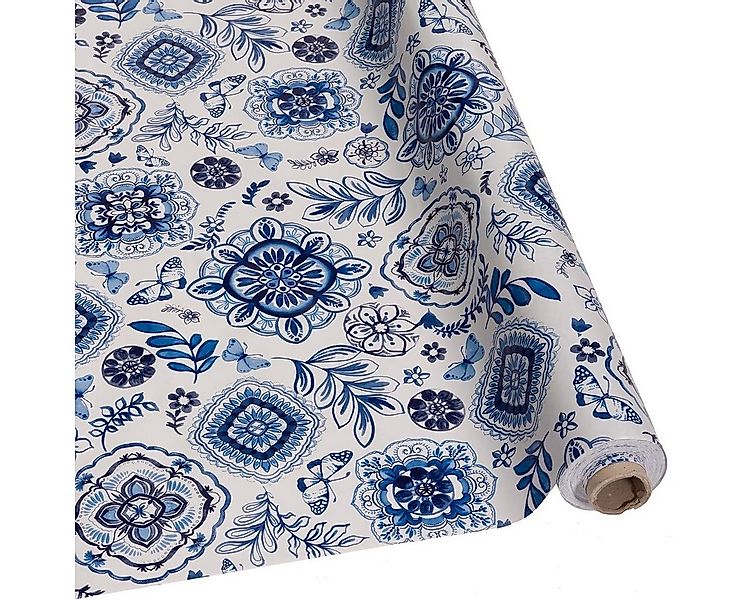 DéVa Tischdecke DéVa Wachstuchtischdecke "Muster blau weiß" in 1,4m Br. Tis günstig online kaufen