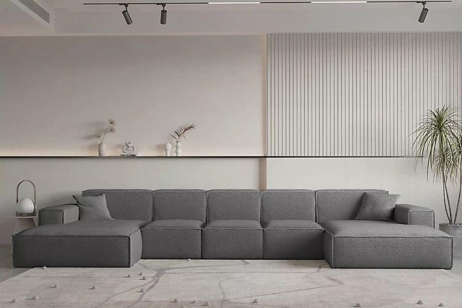 Fun Möbel Wohnlandschaft Sofa U-Form CESINA XL in Stoff, inkl. 2 Zierkissen günstig online kaufen