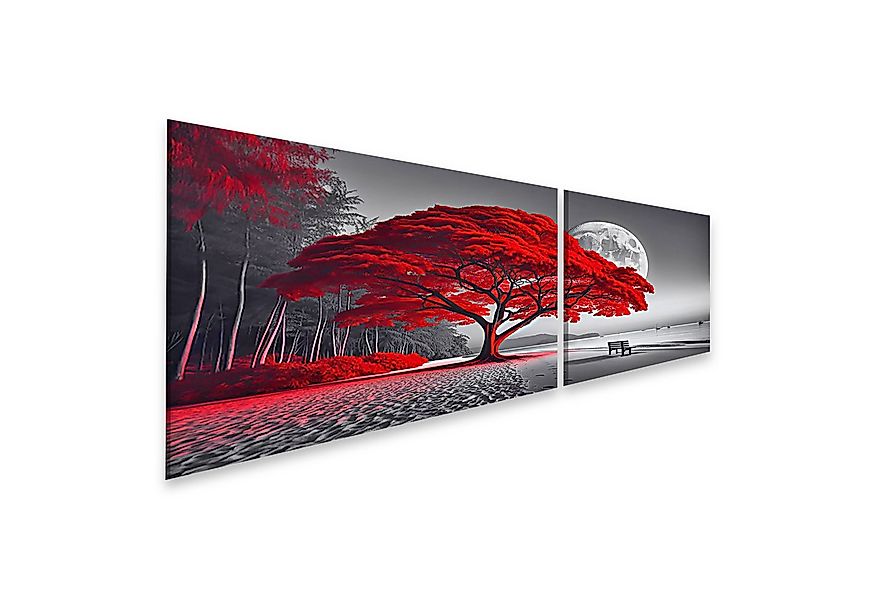 islandburner Leinwandbild Leuchtend Roter Baum an Einem Stillen Strand mit günstig online kaufen