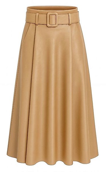 Mississhop Lederimitatrock Damen A-Linien Rock mit Gürtel – Kunstleder M.40 günstig online kaufen