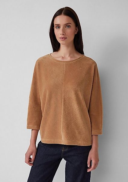 s.Oliver 3/4 Arm-Pullover Sweatshirt Cord-Shirt mit Teilungsnaht und Fleder günstig online kaufen