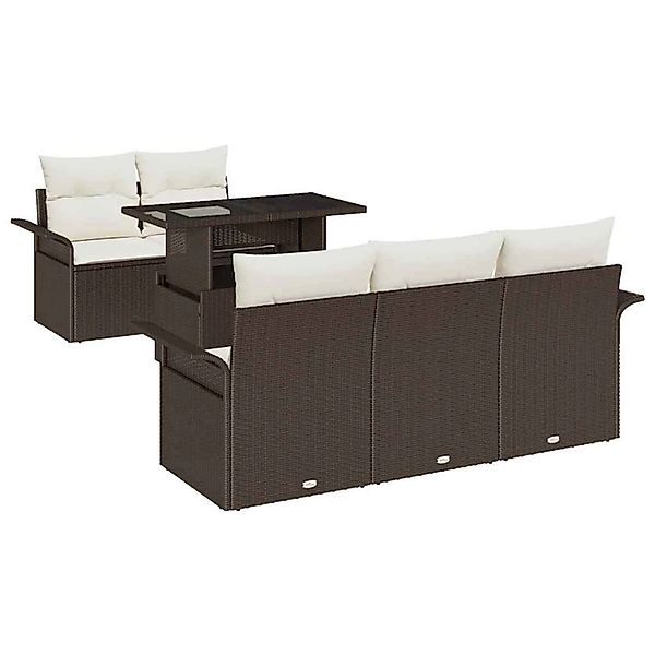 vidaXL Garten-Sofa-Set mit Kissen 6-Tlg Braun Poly Rattan 3348194 günstig online kaufen