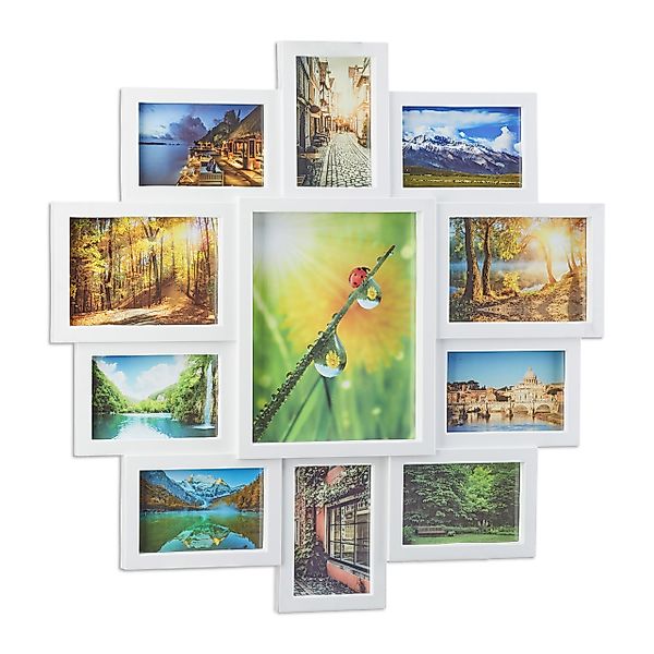 relaxdays Staffelbilderrahmen Bilderrahmen Collage 11 Fotos, günstig online kaufen