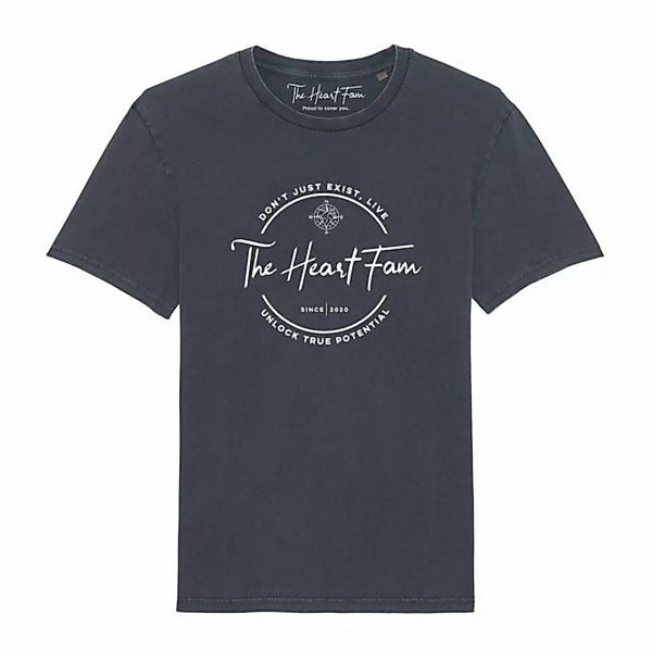 TheHeartFam T-Shirt Nachhaltiges Vintage Bio-Baumwolle Tshirt Kohle Schwarz günstig online kaufen