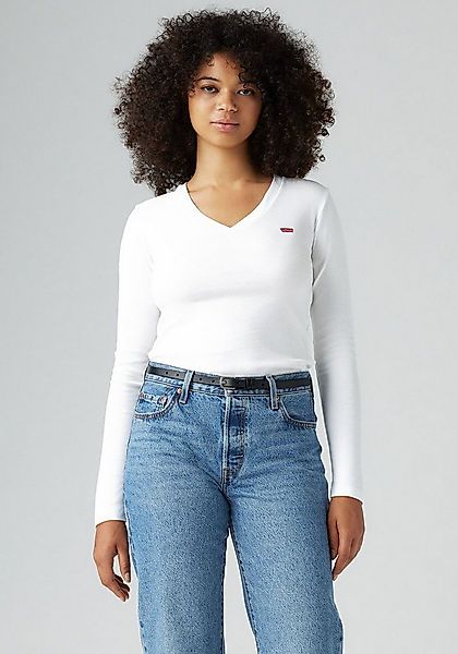 Levi's® Langarmshirt ESSENTIAL HM LS VNECK mit Logo Stickerei günstig online kaufen