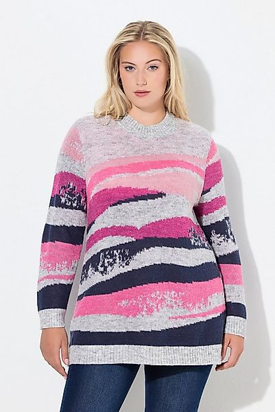 Ulla Popken Strickpullover Pullover Strickmuster Rundhals Langarm günstig online kaufen