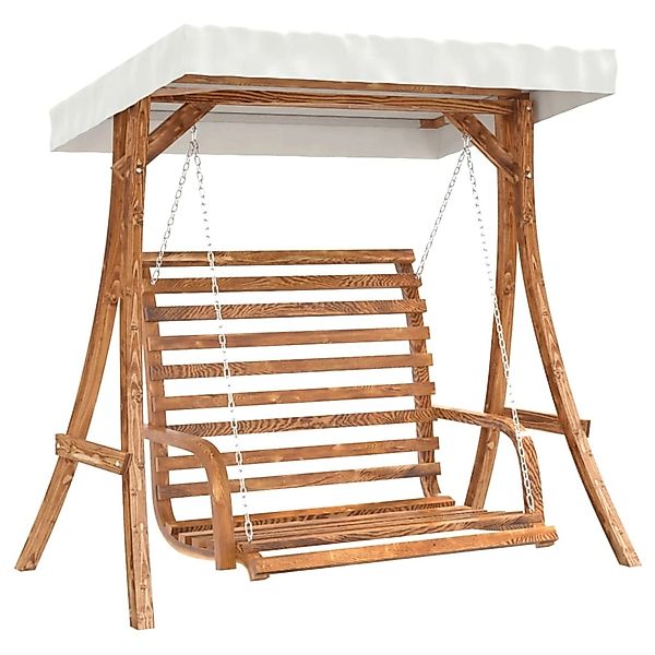 vidaXL Hollywoodschaukel mit Dach Massivholz Fichte mit Teak-Finish 3200627 günstig online kaufen