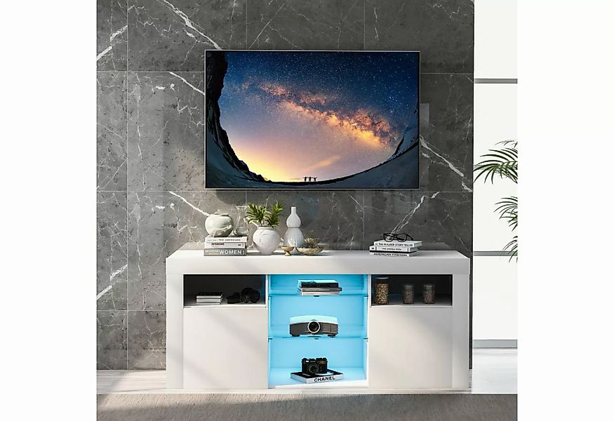 XDOVET TV-Schrank LED-TV-Ständer, TV-Tisch, mit 2 Schränken mit Türen 120*3 günstig online kaufen