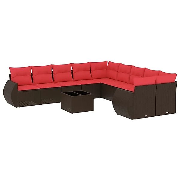 vidaXL 11-Tlg Gartensofa-Set mit Kissen Braun Polyrattan 3221923 günstig online kaufen