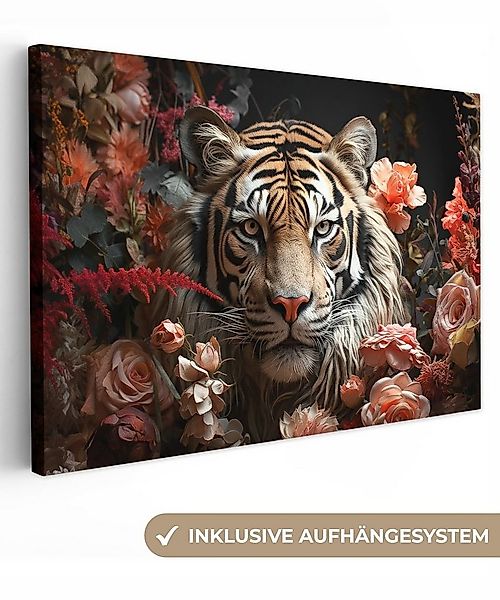 OneMillionCanvasses® Leinwandbild Tiger - Tier - Natur - Floral - Botanisch günstig online kaufen