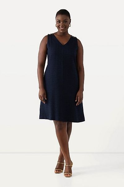 Ulla Popken Midikleid Bouclé-Kleid A-Linie V-Ausschnitt günstig online kaufen