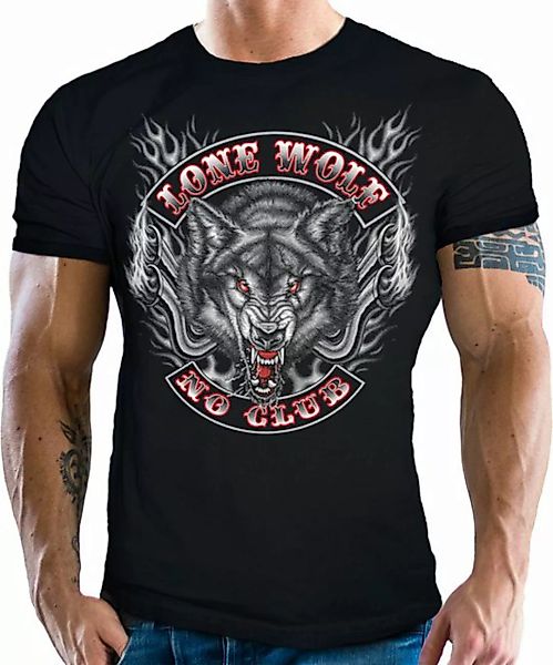GASOLINE BANDIT® T-Shirt für Motorradfahrer und Biker: Lone Wolf - No Club günstig online kaufen