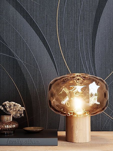 Newroom Vliestapete, Schwarz Tapete Glamour Leicht Glänzend - Mustertapete günstig online kaufen