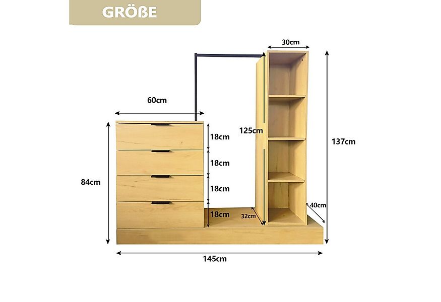 WAOHO Kleiderständer Kleiderständer mit Schubladenkommode, Kommode, Kleider günstig online kaufen