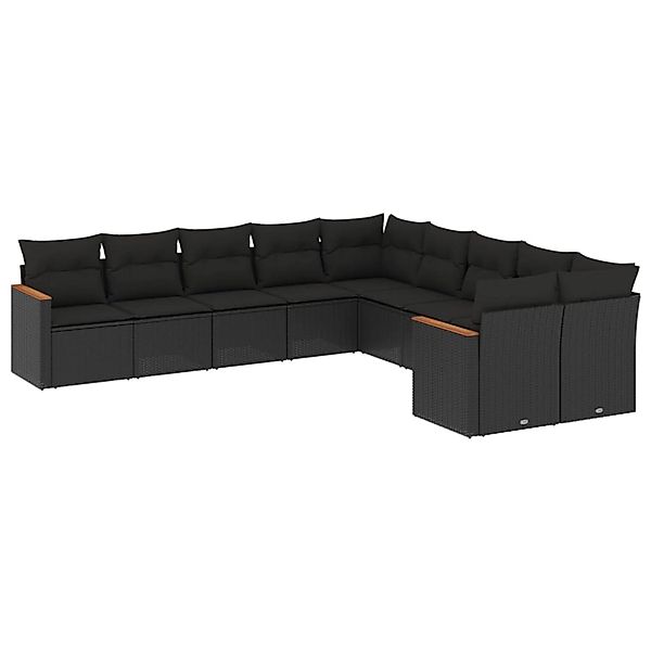 vidaXL 10-Tlg Garten-Sofagarnitur mit Kissen Schwarz Poly Rattan 3226349 günstig online kaufen