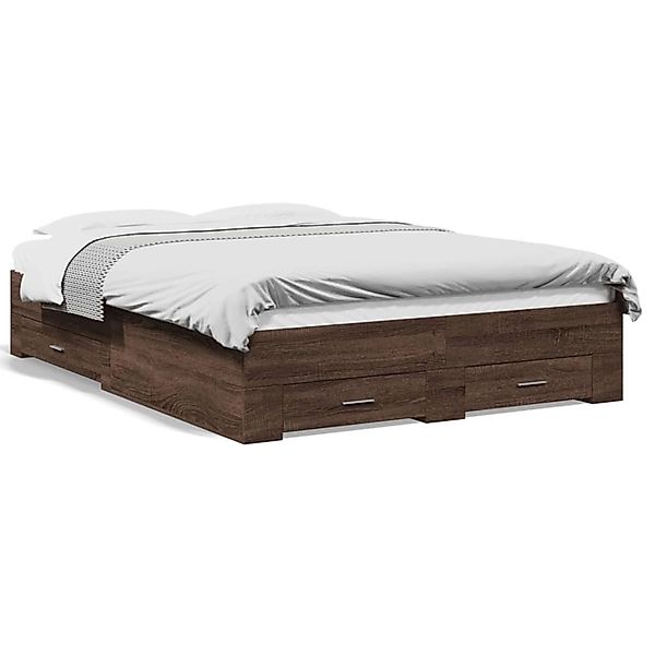 vidaXL Bettgestell mit Schubladen Braun Eichen-Optik 135x190 cm 3280411 günstig online kaufen