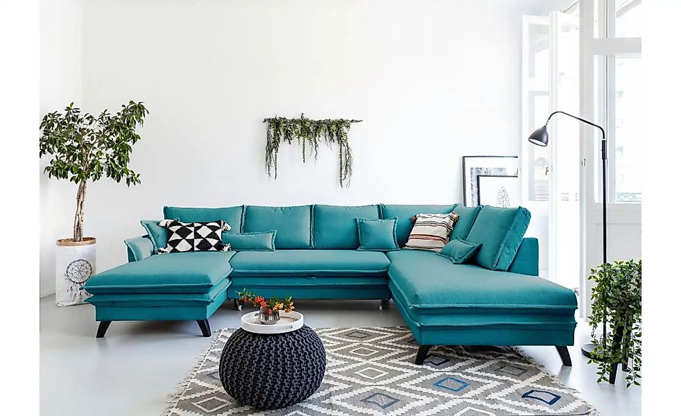 Miuform Wohnlandschaft mit Schlaffunktion Charming Charlie ¦ türkis/petrol günstig online kaufen