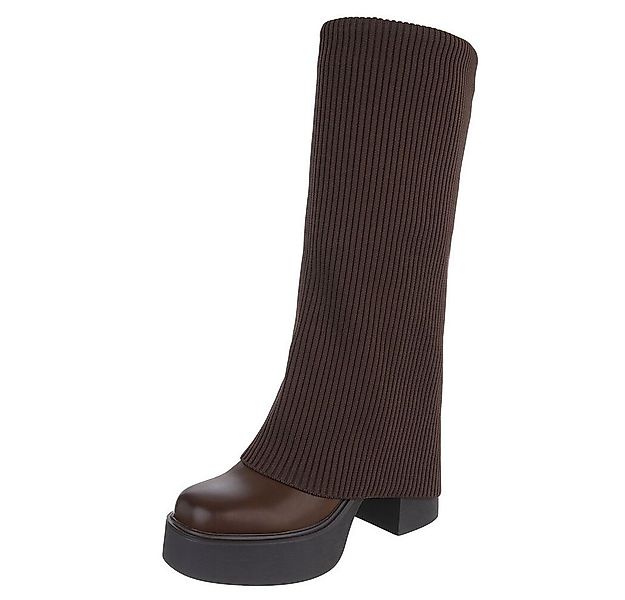 Ital-Design Moderne Stiefel mit Strickdesign und bequemer Passform Plateaus günstig online kaufen