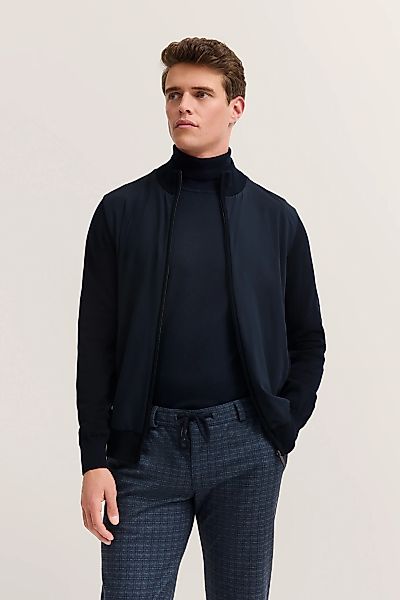 bugatti Strickjacke "Regular Fit", mit Stehkragen und Reißverschlusstaschen günstig online kaufen